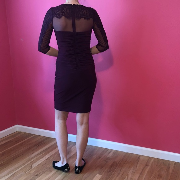 INC International Concepts Maroon Burgundy Lace Dress Size 6 - Picture 3 of 5